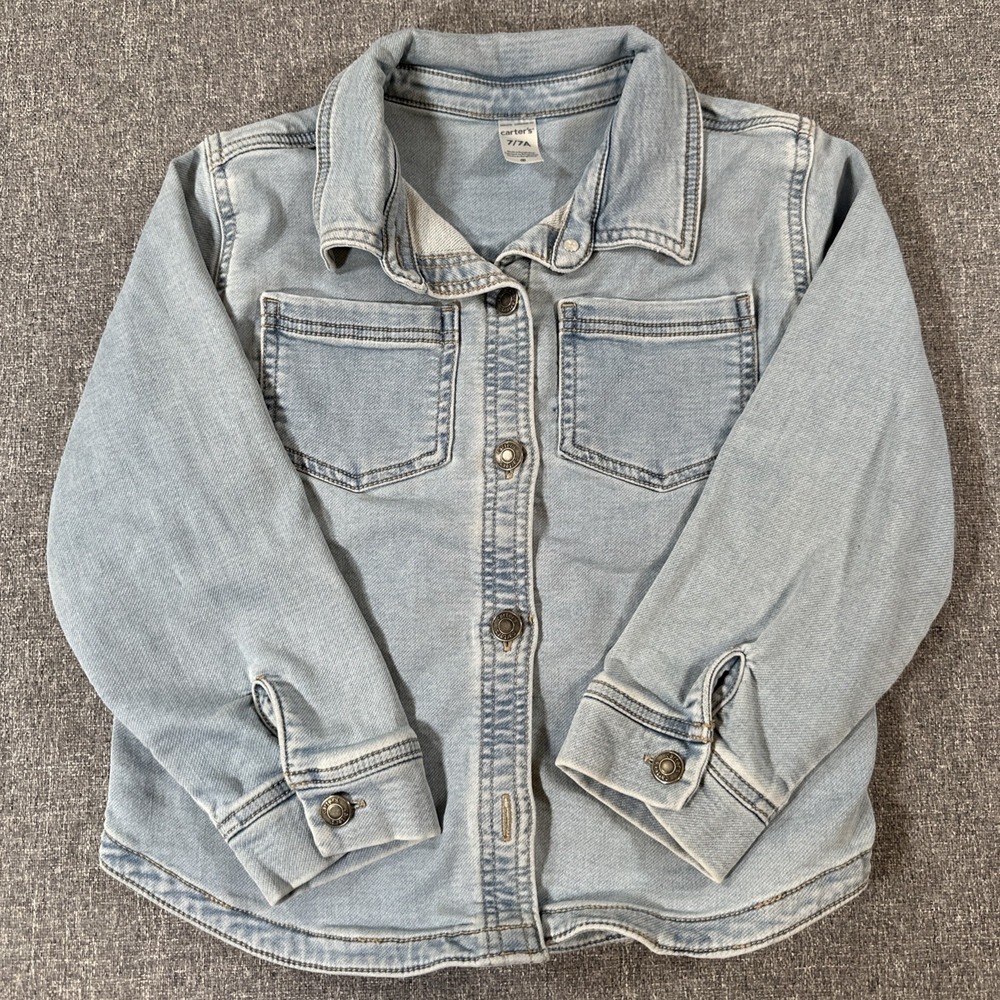 Carter's Girls Denim Jacket‎ Light Wash Stretch Jean Jacket Size 7/7A